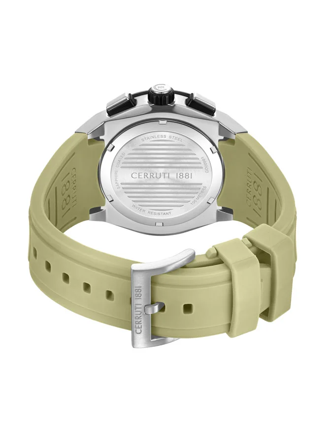 CERRUTI 1881 Khaki Men's Ruscello Declination Khaki Dial Silicone Strap Chronograph Watch for Men, 48mm for Men | Best Price UAE